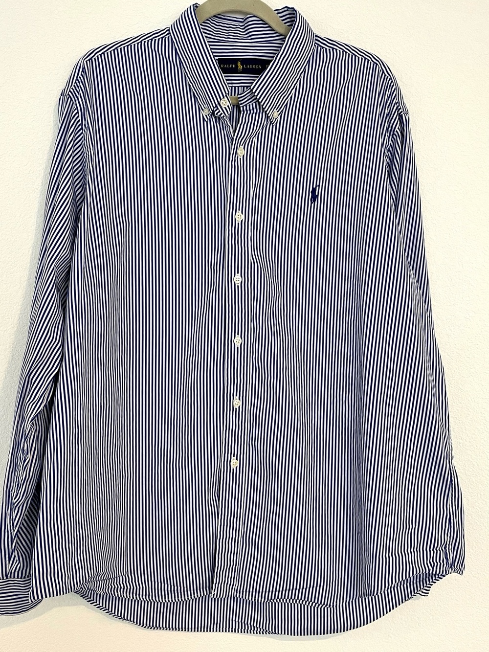Ralph Lauren Navy & White Vertical Stripe Button-Down Shirt